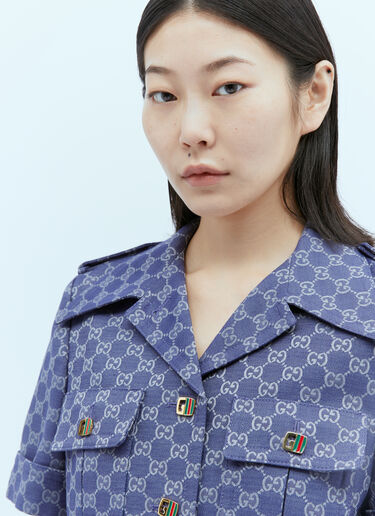 Gucci インターロッキング GG キャンバスミニドレス ブルー guc0253037