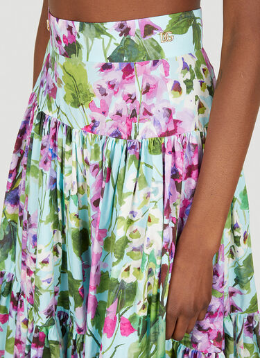 Dolce & Gabbana Floral Pleated Maxi Skirt Blue dol0247049