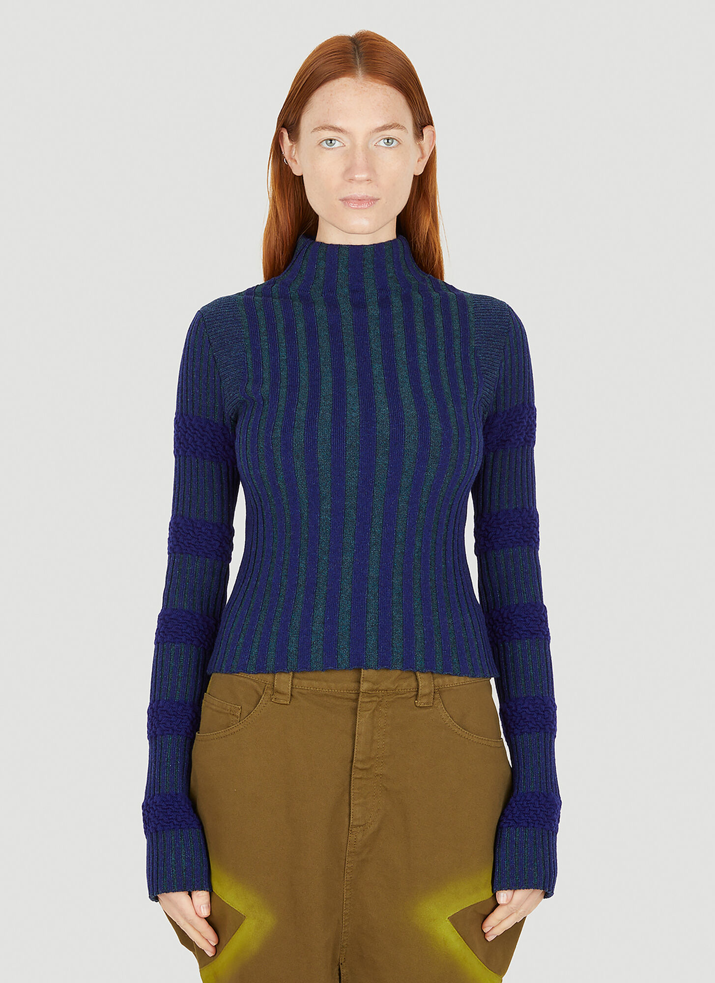 Paula Canovas Del Vas Ribbed-knit Long-sleeve Jumper In Blue
