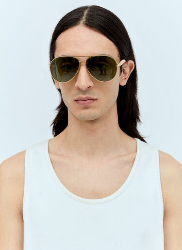 Bottega Veneta Sardine Aviator Sunglasses Gold bos0355005