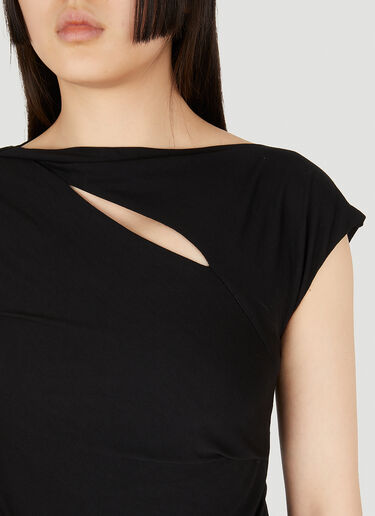 Helmut Lang Scala Short Sleeve Ruched Jersey Dress Black hlm0247012