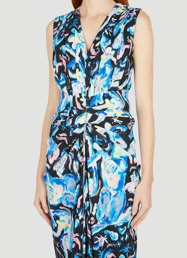 Marni Printed V-Neck Dress Blue mni0251001