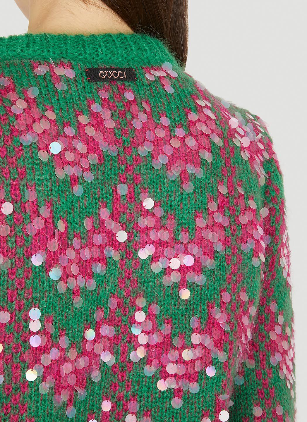 GucciChevron Sequin Sweater in Green
