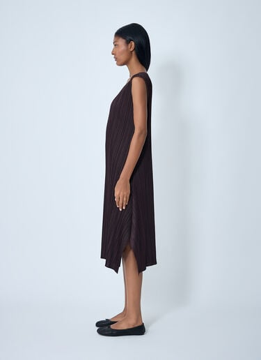 Pleats Please Issey Miyake Pleated Midi Dress Brown plp0262004