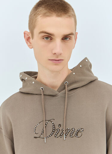Dime Cursive French Hooded Sweatshirt Brown dmt0157004