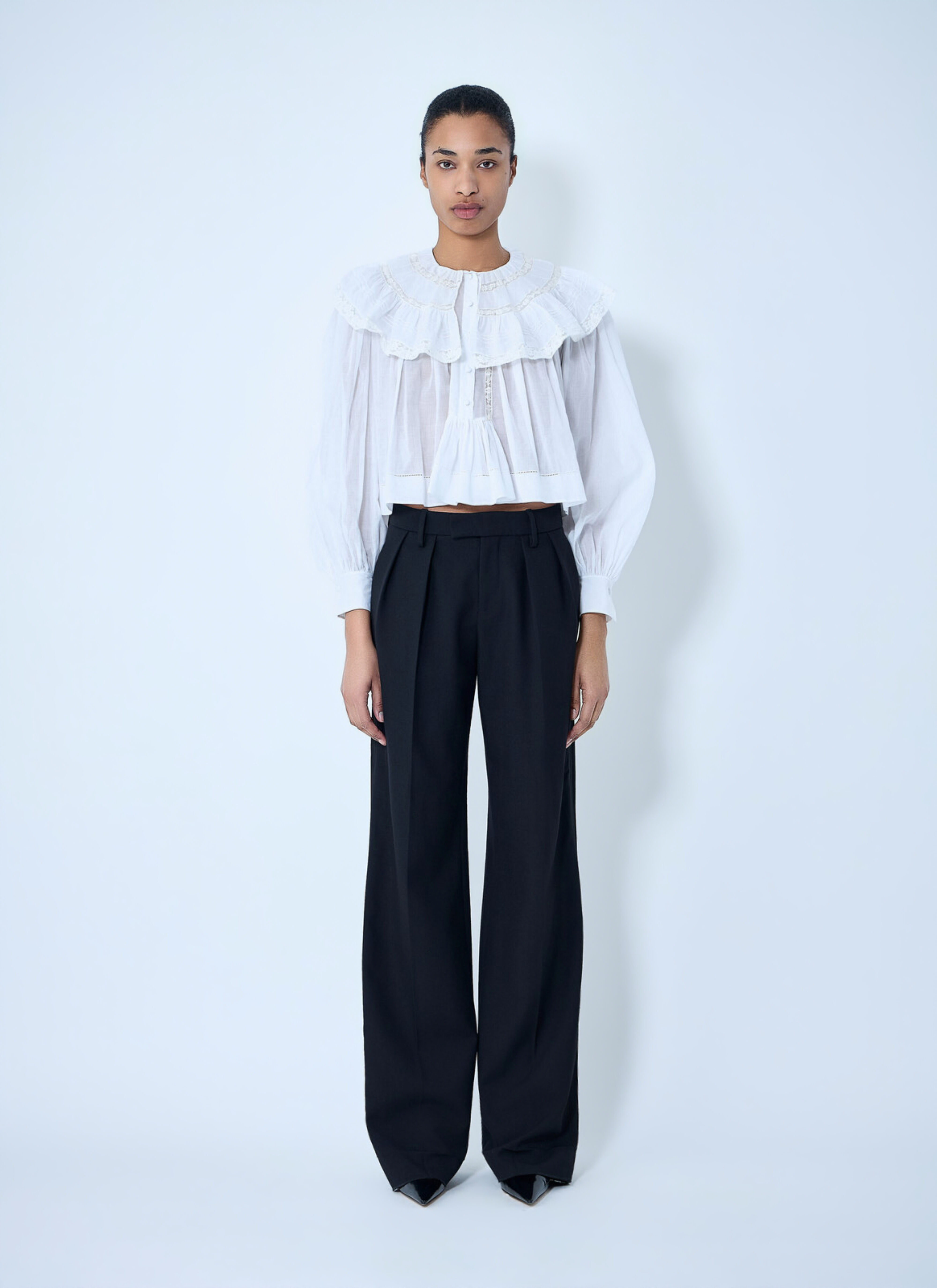 Chloé Women's' Cotton Blouse with Ruffled Collar in White | LN-CC®