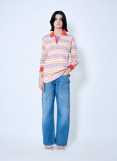 JW Anderson Striped Polo Shirt With Contrast Trims Purple jwa0259006