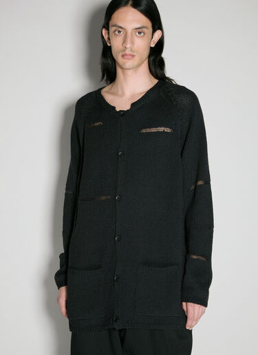 Yohji Yamamoto Miss-Match Knit Cardigan Black yoy0156011