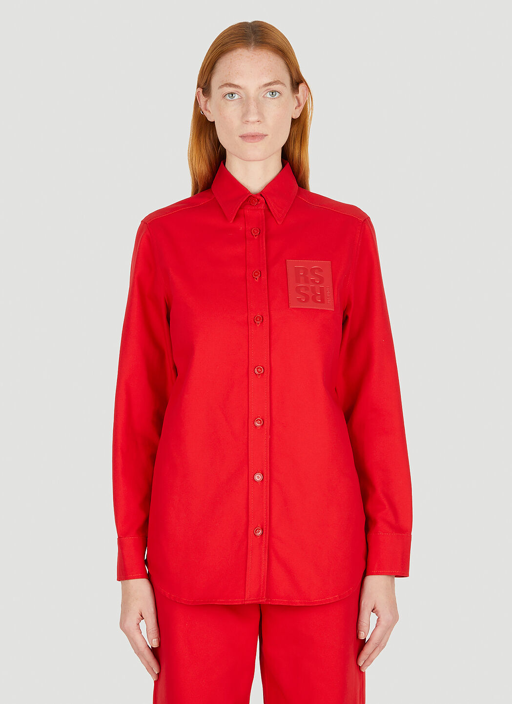Raf Simons Logo Patch Shirt in Red | LN-CC