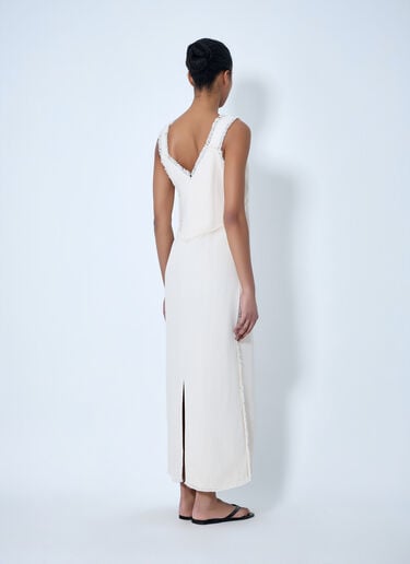 TOTEME Bouclé Maxi Dress with Frayed Edges White tot0264015