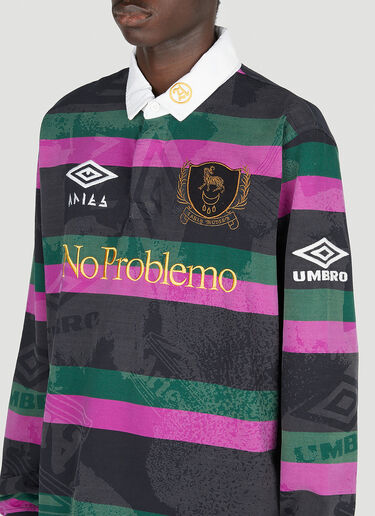 Aries x Umbro 스트라이프 프린트 럭비 셔츠 블랙 aru0153006