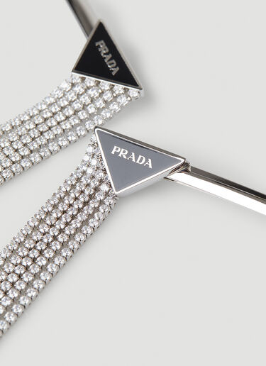 Prada 两件套徽标铭牌水晶发夹 黑色 pra0247013