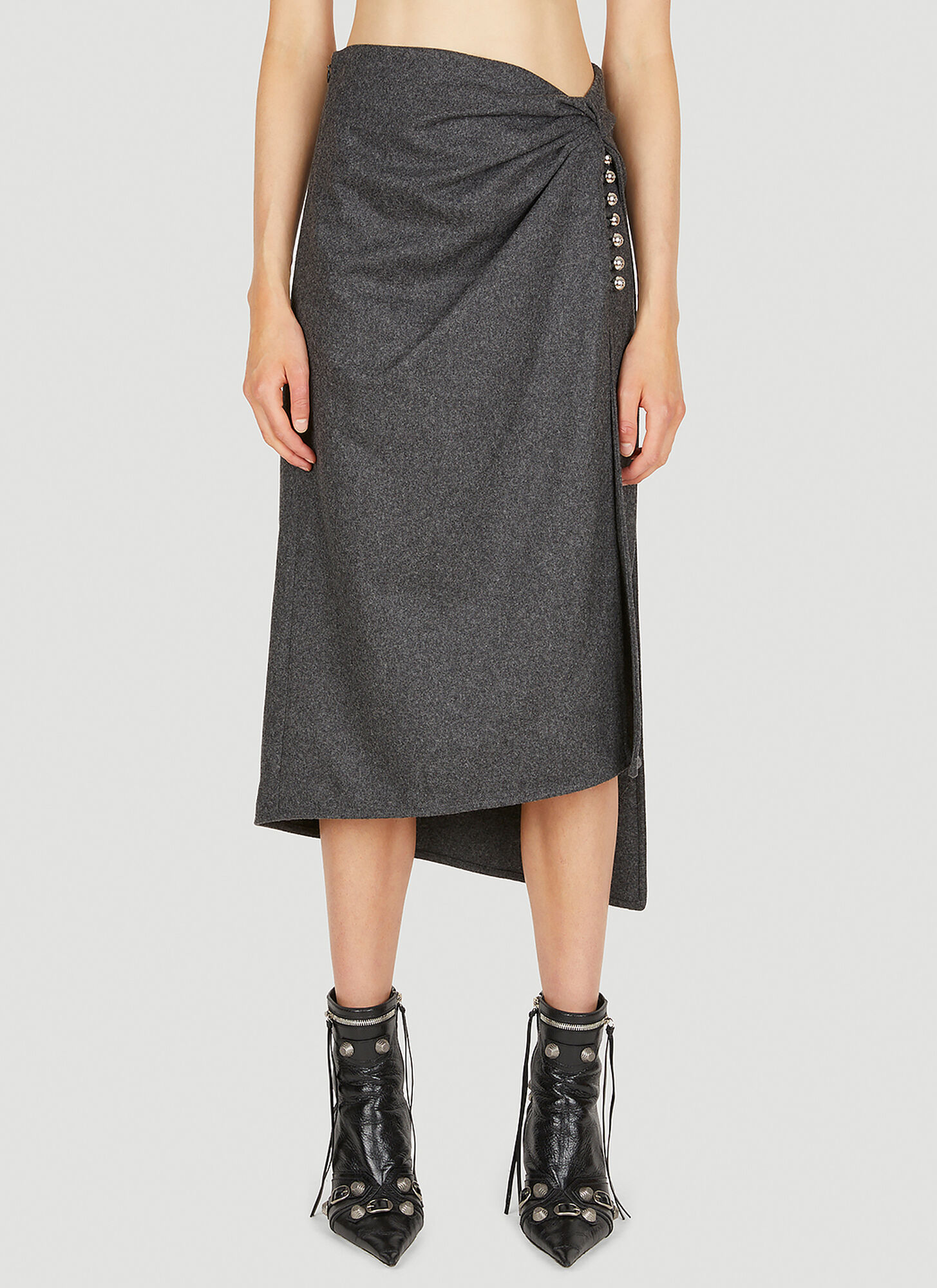 Paco Rabanne Flannel Skirt In Grey