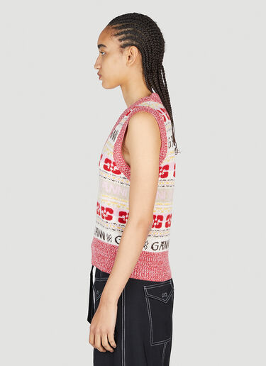 GANNI 嵌花徽标毛衣背心 红色 gan0253078