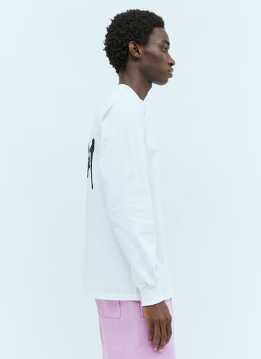 Stüssy 로고 프린트 긴팔 티셔츠 화이트 sts0153036