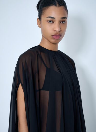 Rick Owens Draped Sheer Overlay Dress Black ric0264011