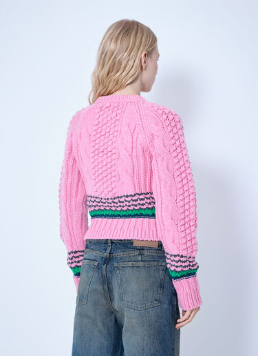 LN-CC® - Lacoste: Runway Striped Textured Wool Sweater - Pink Lacoste Runway Striped Textured Wool Sweater Pink lac0266001
