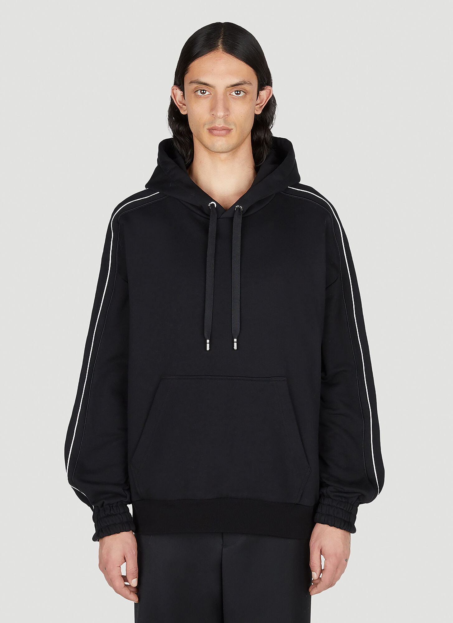 Shop Dolce & Gabbana Logo Trim Hooded Sweatshirt In Black