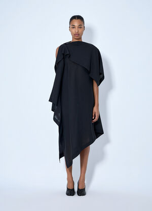 Issey Miyake All Squares Asymmetric Draped Midi Dress Black ism0264013