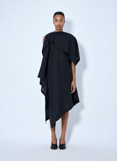 Issey Miyake All Squares Asymmetric Draped Midi Dress Black ism0264013