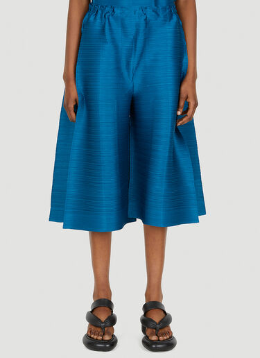 Pleats Please Issey Miyake Hopping Wide Leg Cropped Pants Blue plp0248030