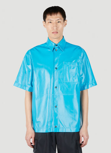 Bottega Veneta Leather Short Sleeve Shirt Light Blue bov0151034