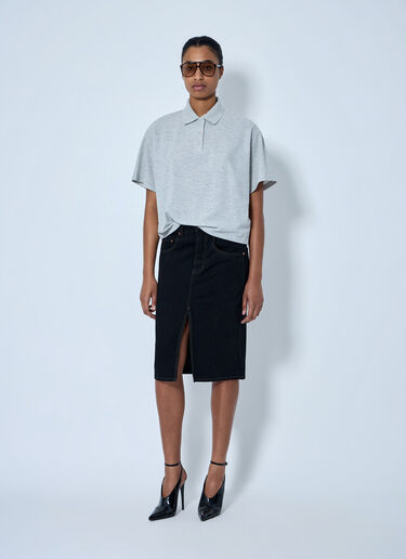 Saint Laurent Denim Midi Skirt Black sla0264040