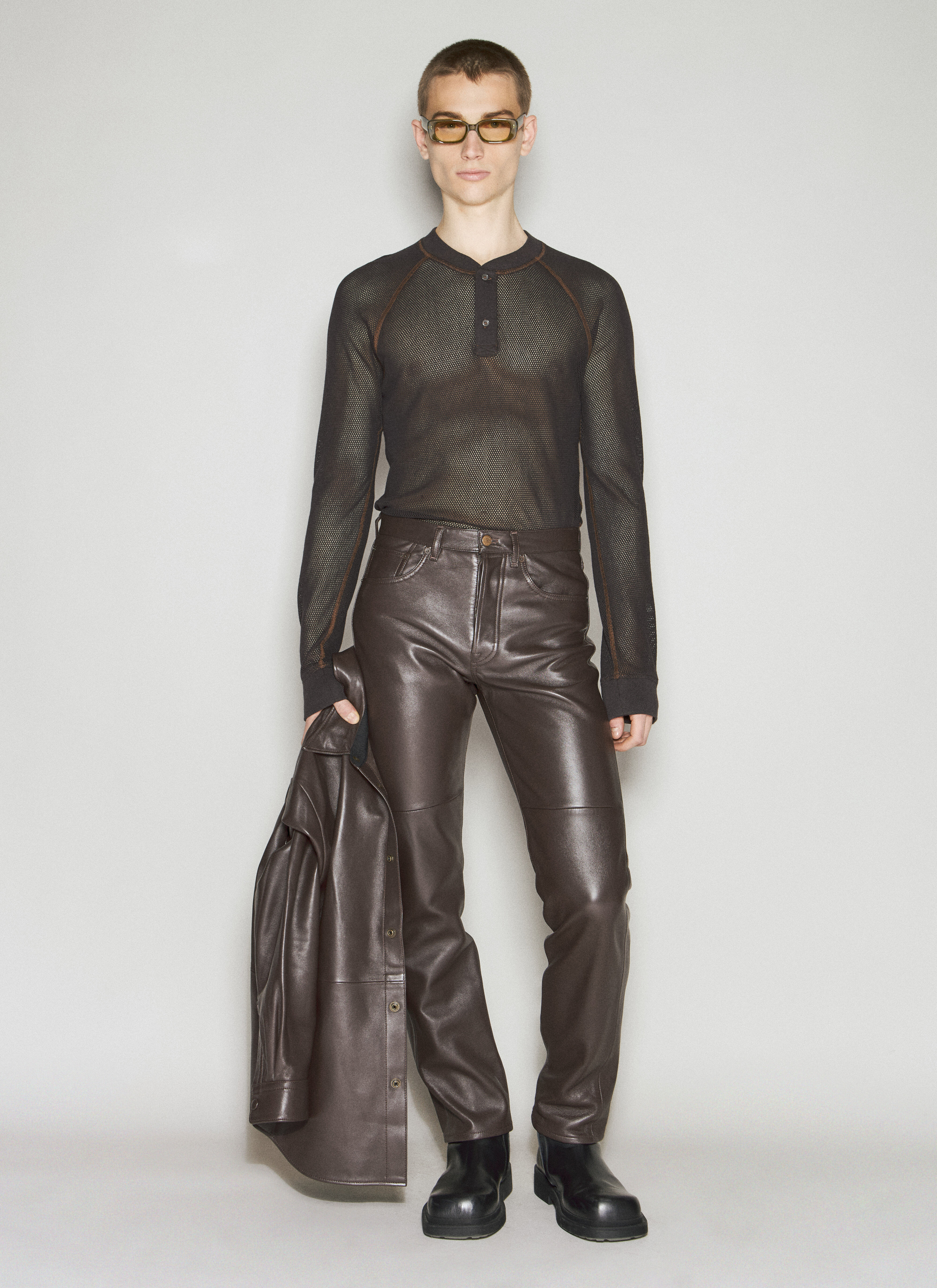 Honey Fucking Dijon Men's' x Acne Studios Mesh Knit Top in Brown