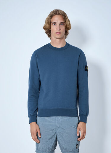 LN-CC® - Stone Island: Crewneck Sweatshirt with Sleeve Patch - Blue Stone Island Crewneck Sweatshirt with Sleeve Patch Blue sto0165061