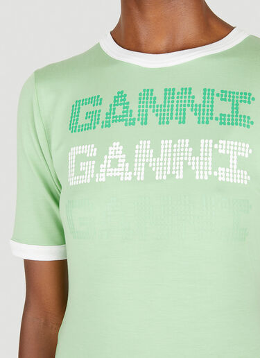 GANNI Logo Print T-Shirt Green gan0251020