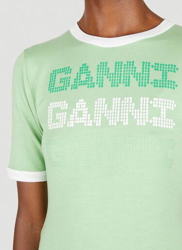 GANNI 로고 프린트 T-셔츠 그린 gan0251020
