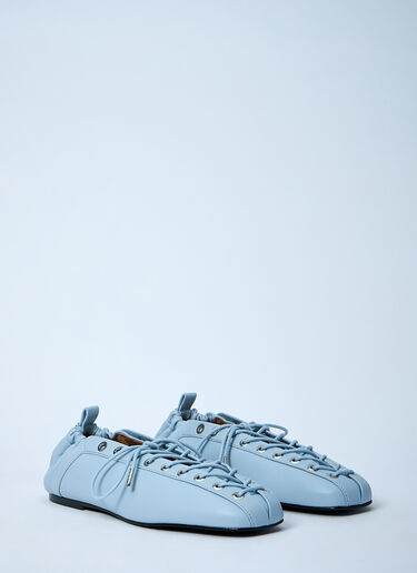 GANNI Eyelets Lace Up Ballerina Light Blue gan0261028