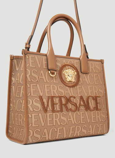 Versace Allover Small Tote Bag Brown vrs0253051