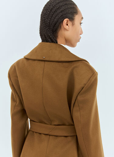Sportmax Oversized Wool Pea Coat Brown spx0258007