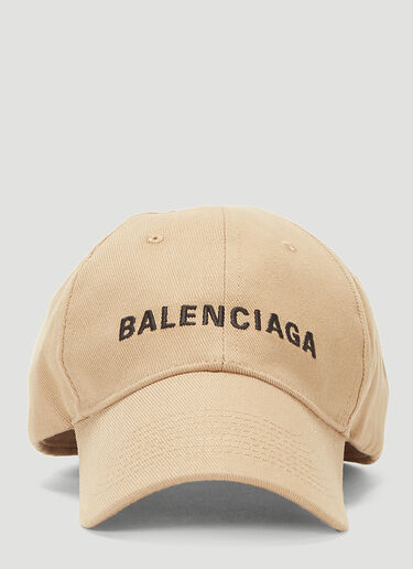 Balenciaga Logo Motif Baseball Cap Beige bal0243098