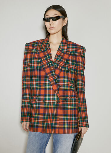 Saint Laurent Oversized Tartan Wool Blazer Red sla0254027