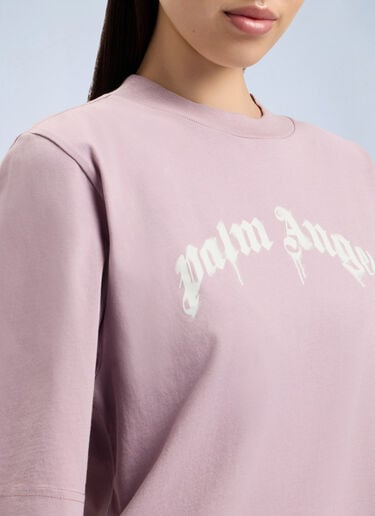 Palm Angels Curved Logo Boxy T-Shirt Pink pma0264193