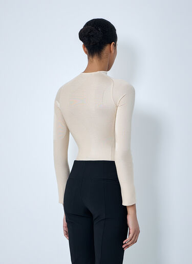 SKIN SERIES High-Neck Bodysuit in Ribbed Knit Beige sks0264002