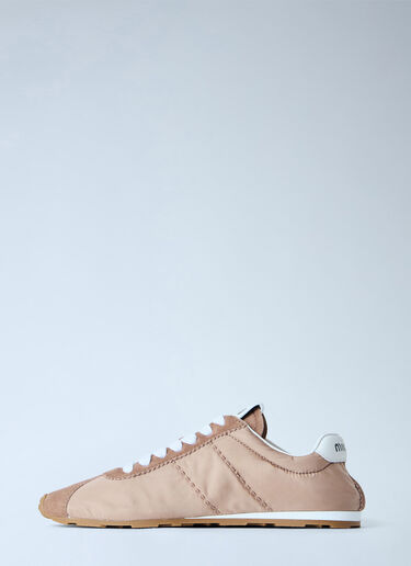 LN-CC® - Miu Miu: Plume Technical Fabric and Suede Sneakers - Beige Miu Miu Plume Technical Fabric and Suede Sneakers Beige miu0266049