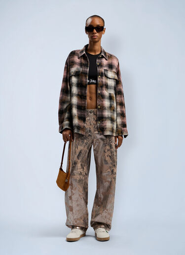 Curved Logo Coated Checkshirt Palm Angels Curved Logo Coated Checkshirt Black pma0262086