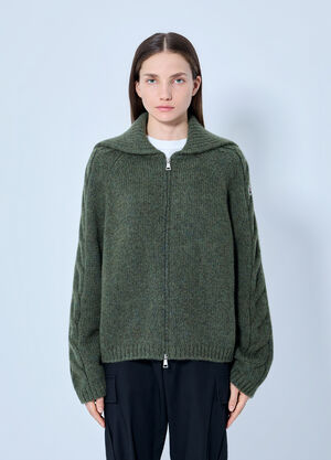 Moncler Zipped Knit Sweater Dark Green mon0266013