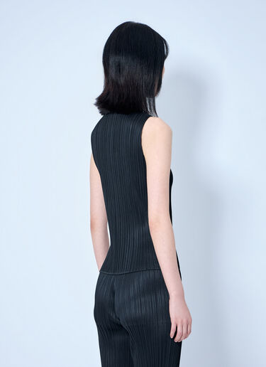 Pleats Please Issey Miyake Sleeveless Ribbed High-Neck Top Black plp0264015