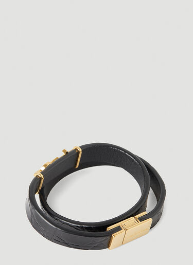 Saint Laurent YSL Plaque Wrap Around Bracelet Black sla0247179