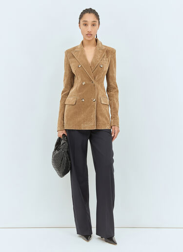 Sportmax Flocked Denim Blazer Brown spx0258003