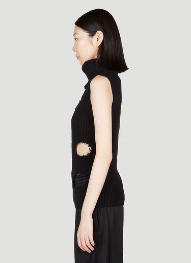 MM6 Maison Margiela Distressed Roll Neck Sweater Black mmm0253019
