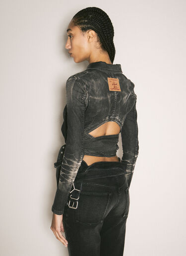 Y/Project Wrap-Around Fitted Denim Jacket Black ypr0258007