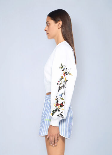Off-White Arrow Flowers Crop Crew Logo Sweatshirt White ofw0262047