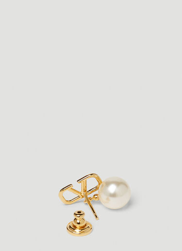 Valentino Logo Faux Pearl Earrings Gold val0249040