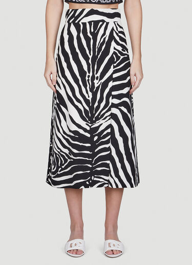 Dolce & Gabbana Zebra Print Midi Skirt Black dol0249003