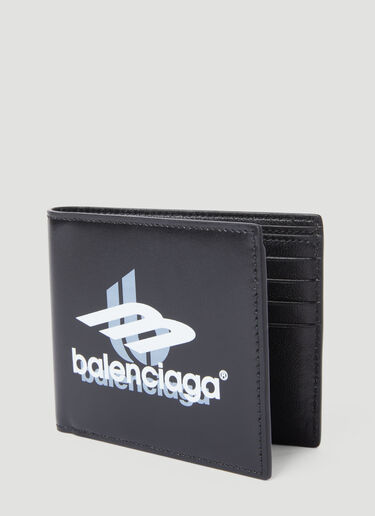 Balenciaga Logo Print Bi-Fold Wallet Black bal0155047
